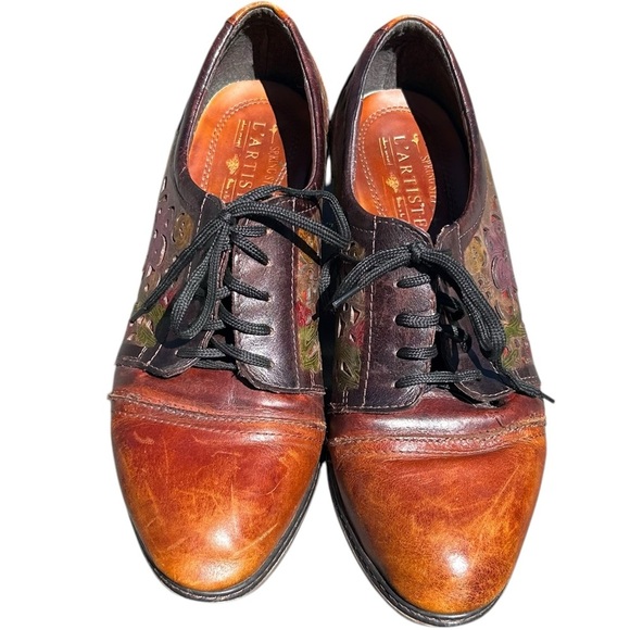 L'artiste Lace Up Shoes 41 Goth Whimsgoth Laser Cut Artsy Boho Dark Academia - Picture 2 of 14